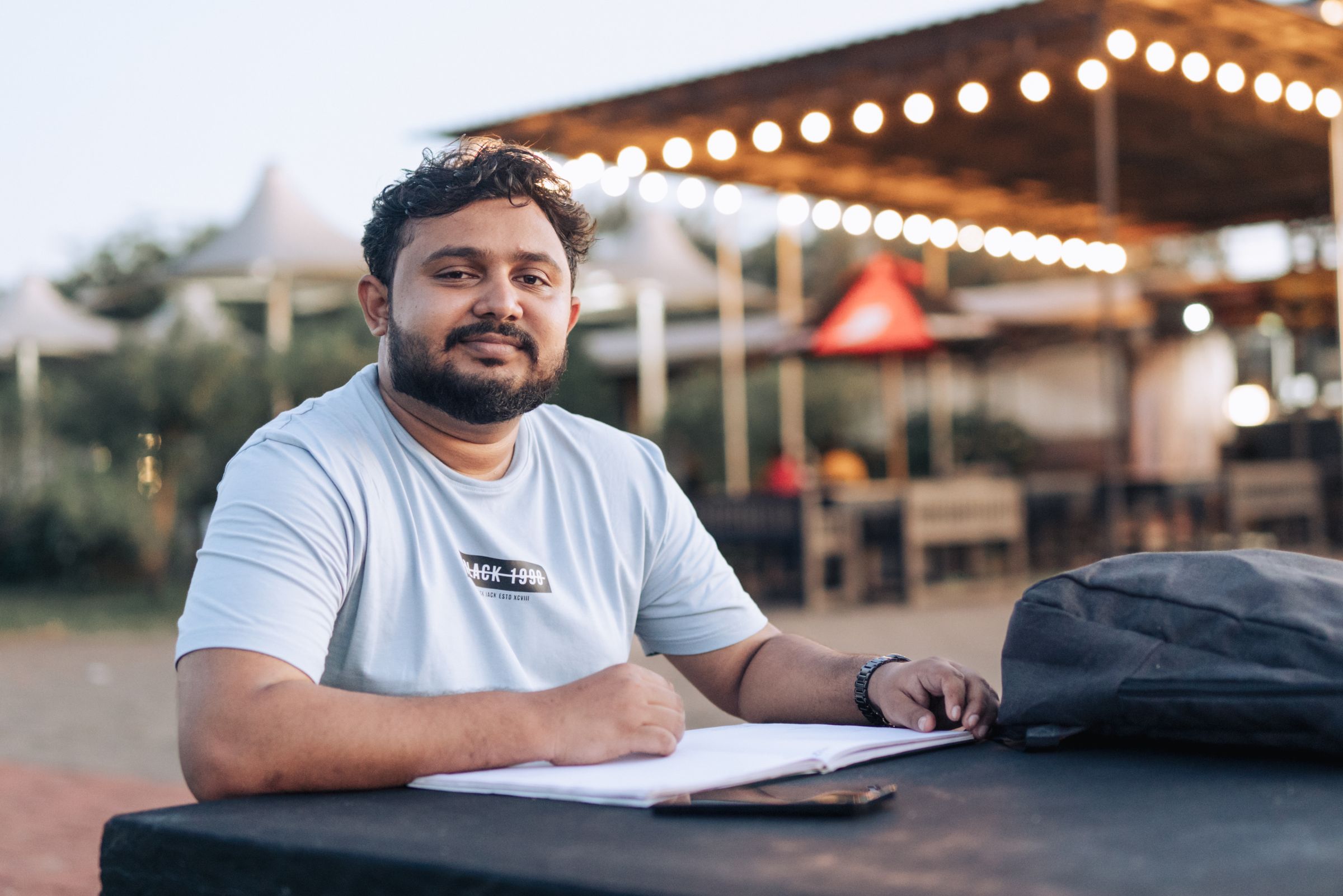 A researcher outdoors
